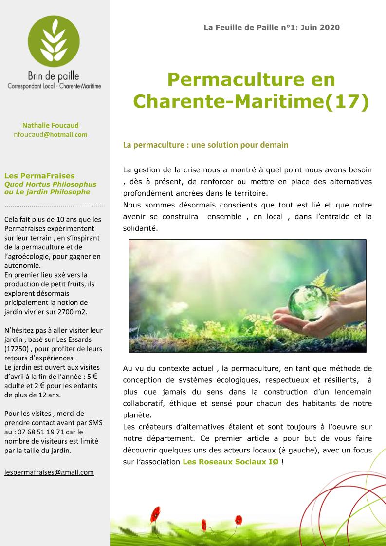 Feuille de Paille n° 1 - 1 juin 2020 Corloc Charente-Maritime