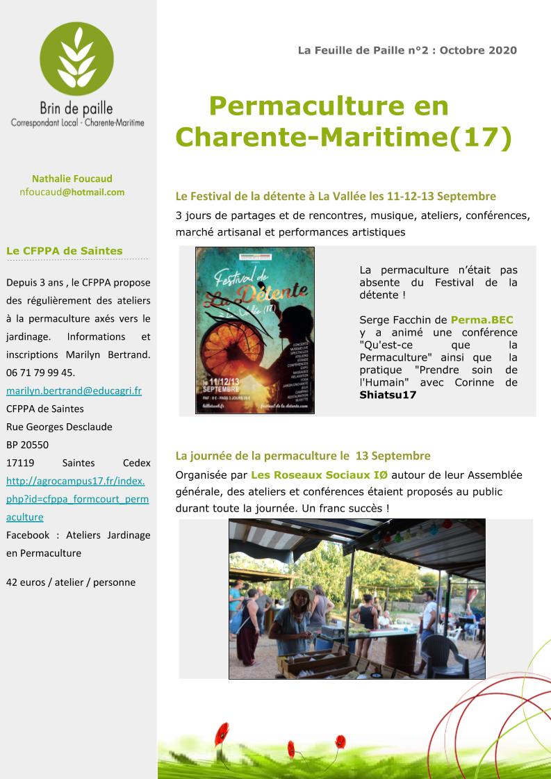 Feuille de Paille n° 2 - octobre 2020 Corloc Charente-Maritime p2